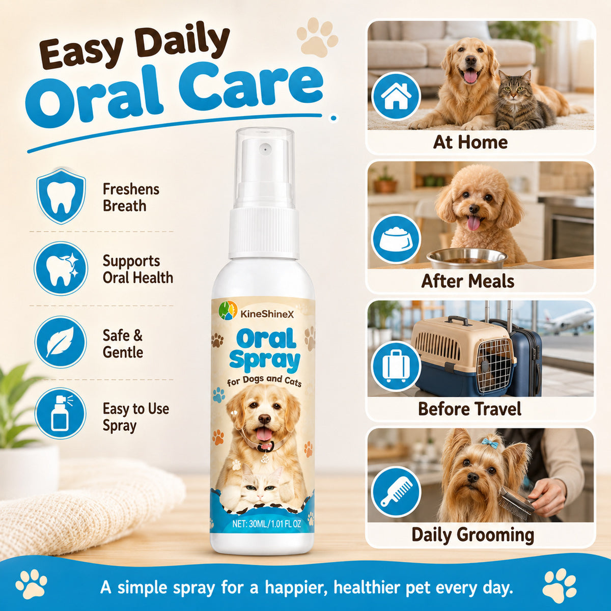 Pet Oral Care Spray for Dogs & Cats