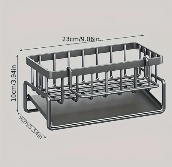 Black Stainless Steel Sink Caddy with Dishcloth Holder