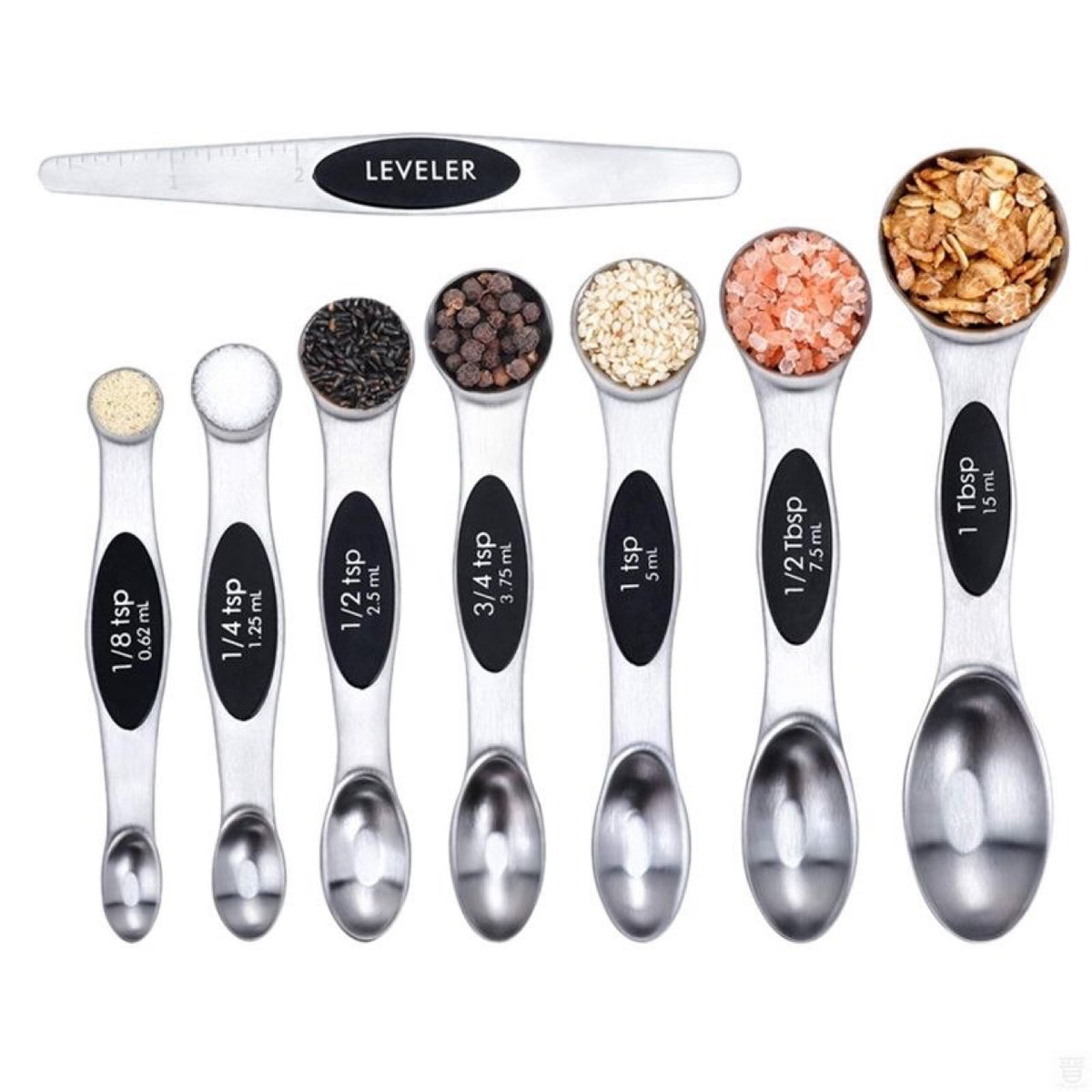 Magnetic Double-Ended Stainless Steel Measuring Spoon Set