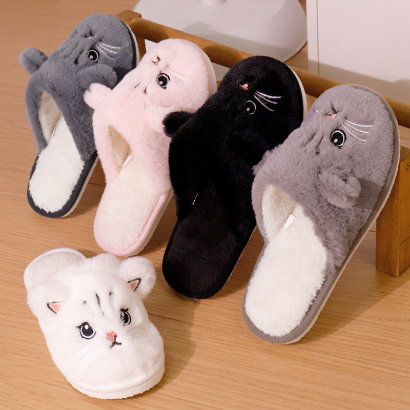 Cozy Cat Plush Indoor Slippers