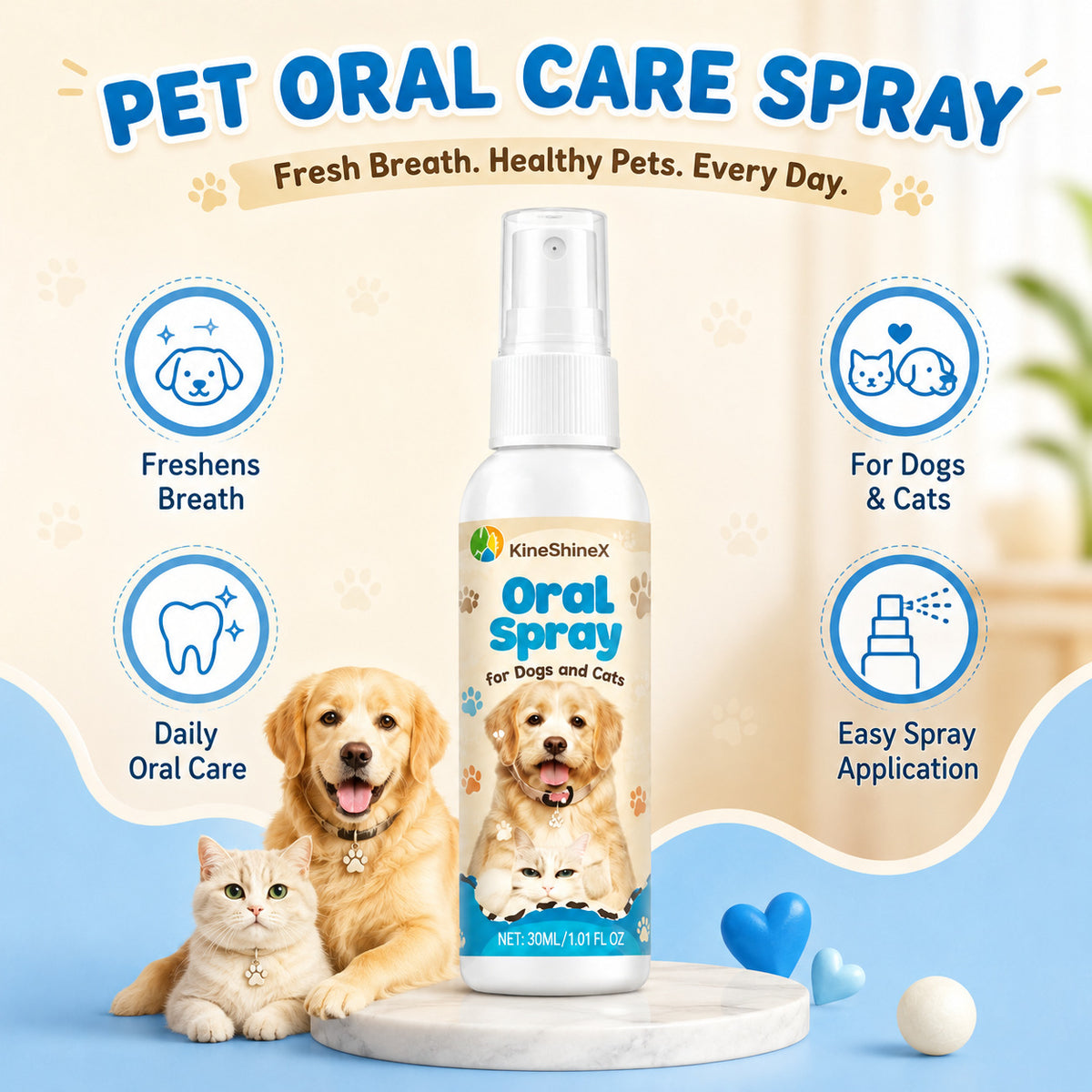 Pet Oral Care Spray for Dogs & Cats