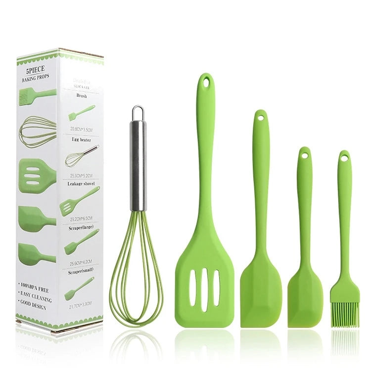 Premium 5-Piece Silicone Spatula Set — Heat Resistant Baking Utensils