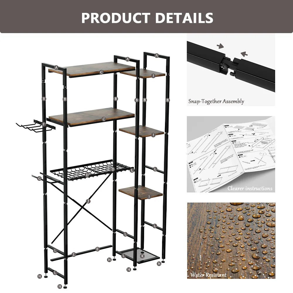 Premium 3-Tier Over-the-Toilet Storage Cabinet with Side Rack