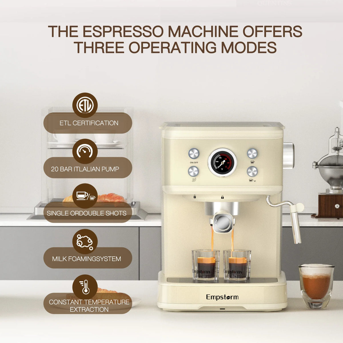 Empstorm 20-Bar Espresso Machine with Milk Frother