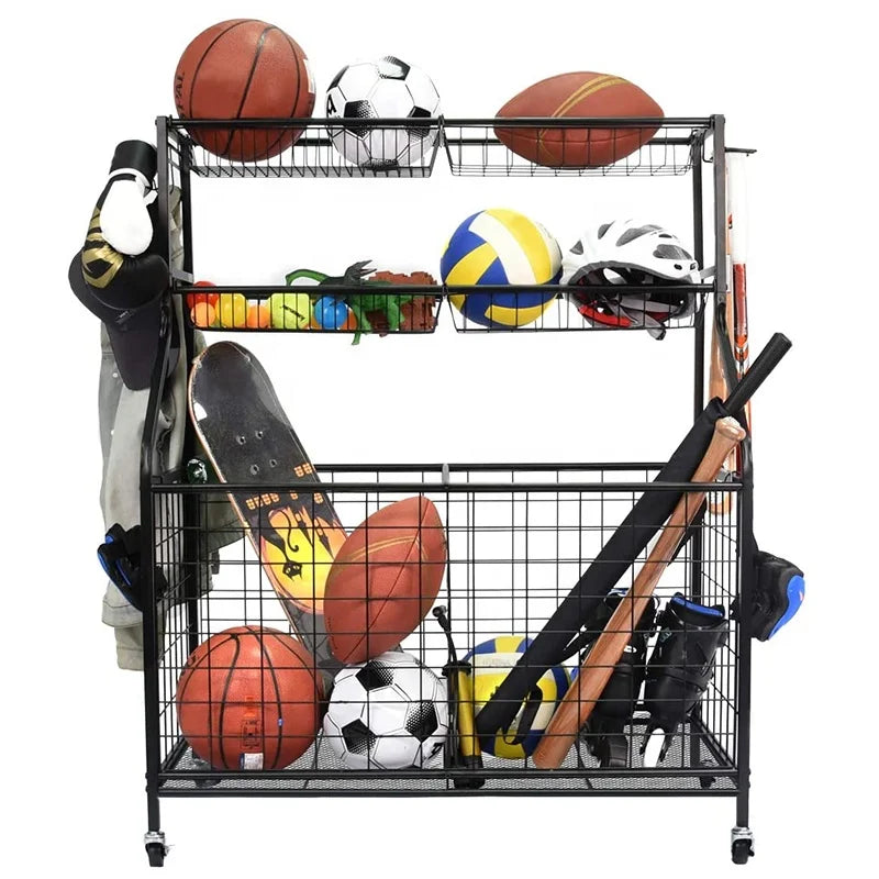 3-Tier Basketball Equipment Storage Rack