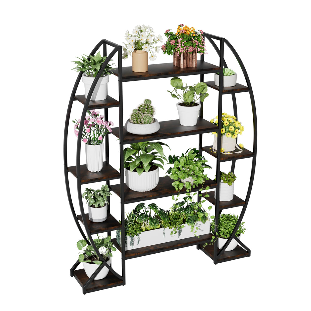 Premium Half-Moon Metal Plant Stand — 5-Tier Industrial Shelf