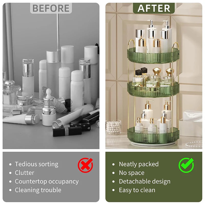 Rotating Makeup Organizer with 2 or 3 Tiers
