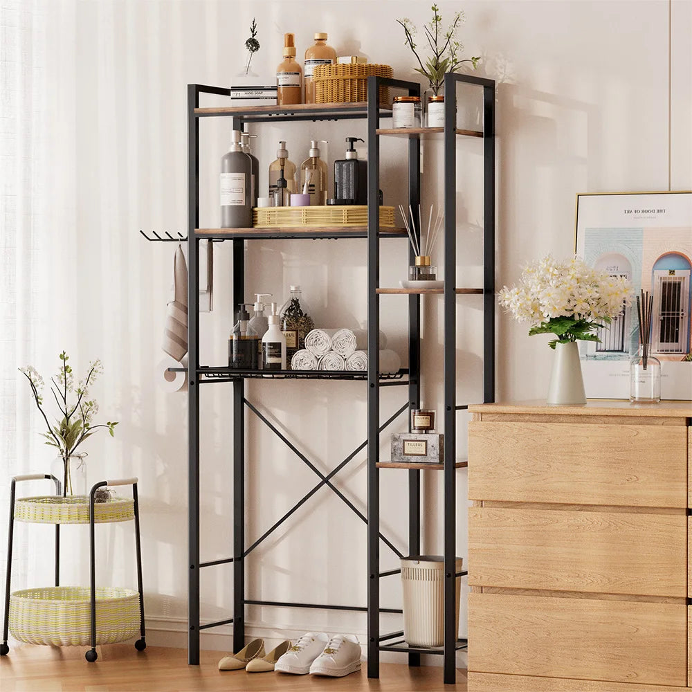 Premium 3-Tier Over-the-Toilet Storage Cabinet with Side Rack