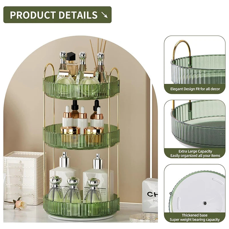 Rotating Makeup Organizer with 2 or 3 Tiers