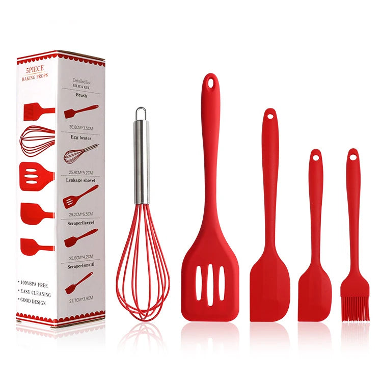 Premium 5-Piece Silicone Spatula Set — Heat Resistant Baking Utensils