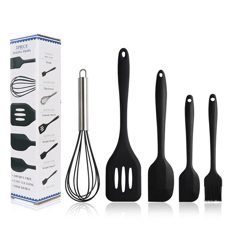 Premium 5-Piece Silicone Spatula Set — Heat Resistant Baking Utensils