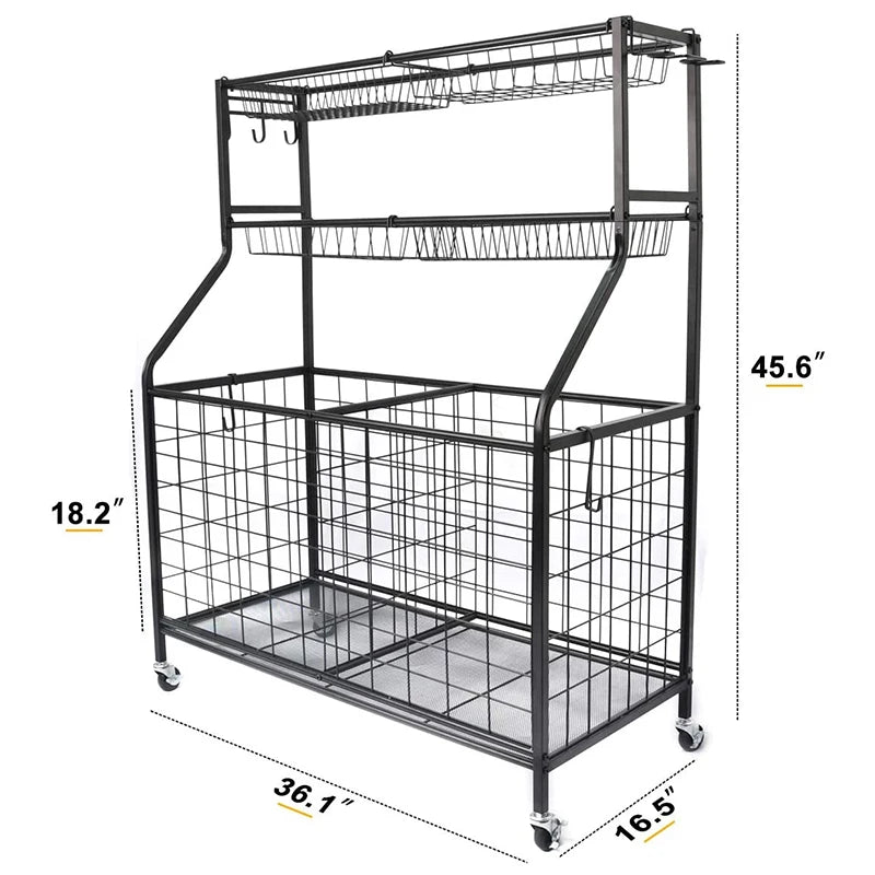 3-Tier Basketball Equipment Storage Rack