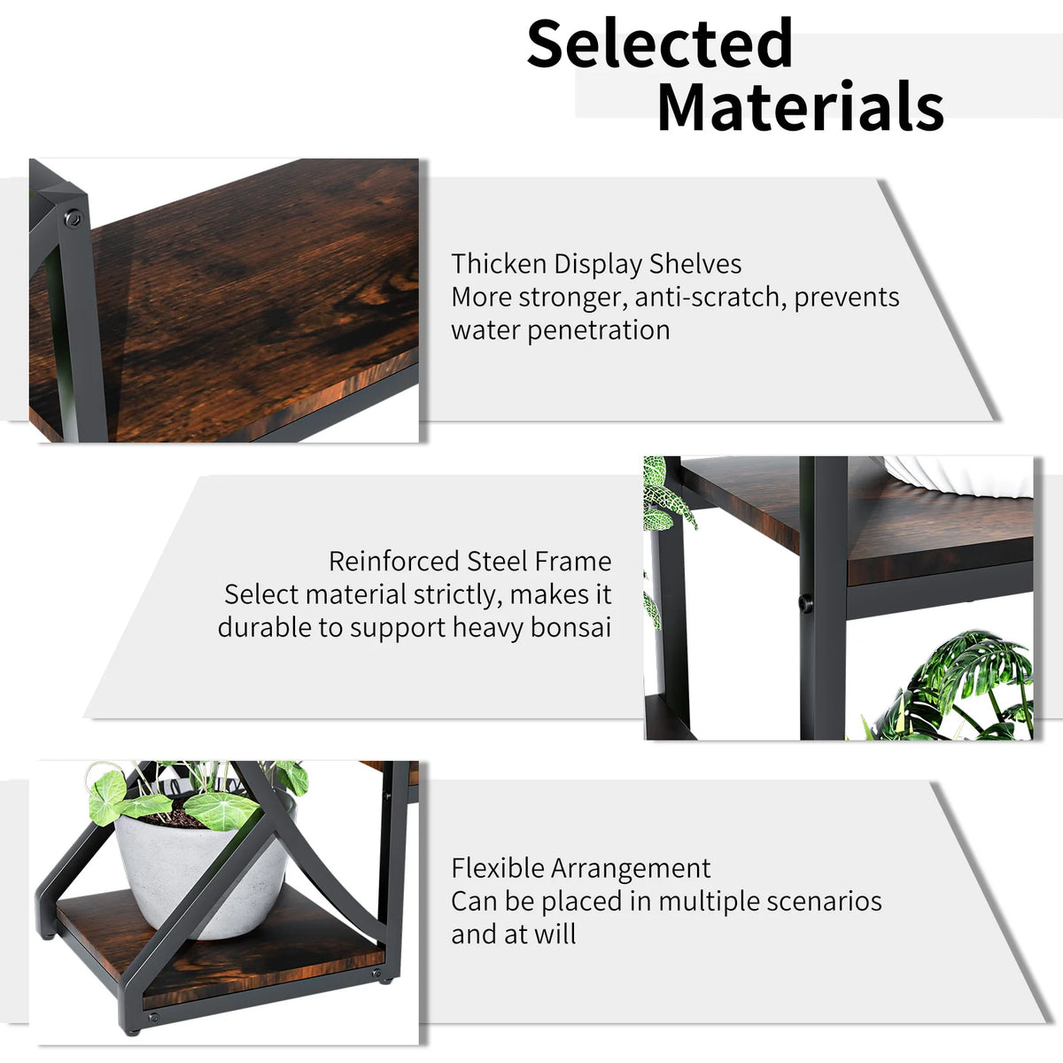 Premium Half-Moon Metal Plant Stand — 5-Tier Industrial Shelf