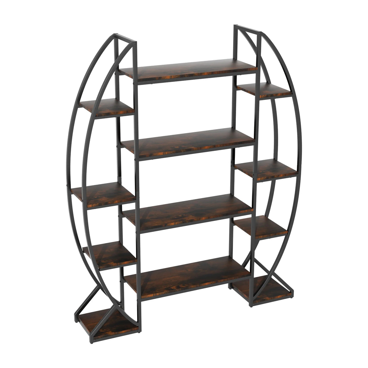 Premium Half-Moon Metal Plant Stand — 5-Tier Industrial Shelf