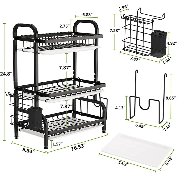 Premium 3-Tier Stainless Steel Dish Drying Rack