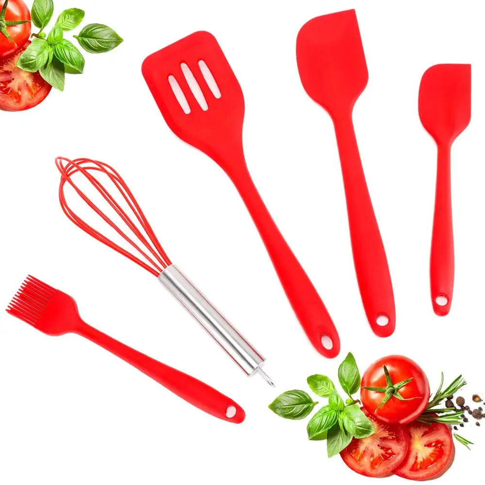 Premium 5-Piece Silicone Spatula Set — Heat Resistant Baking Utensils