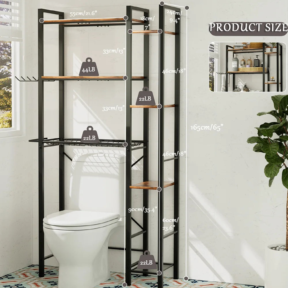 Premium 3-Tier Over-the-Toilet Storage Cabinet with Side Rack
