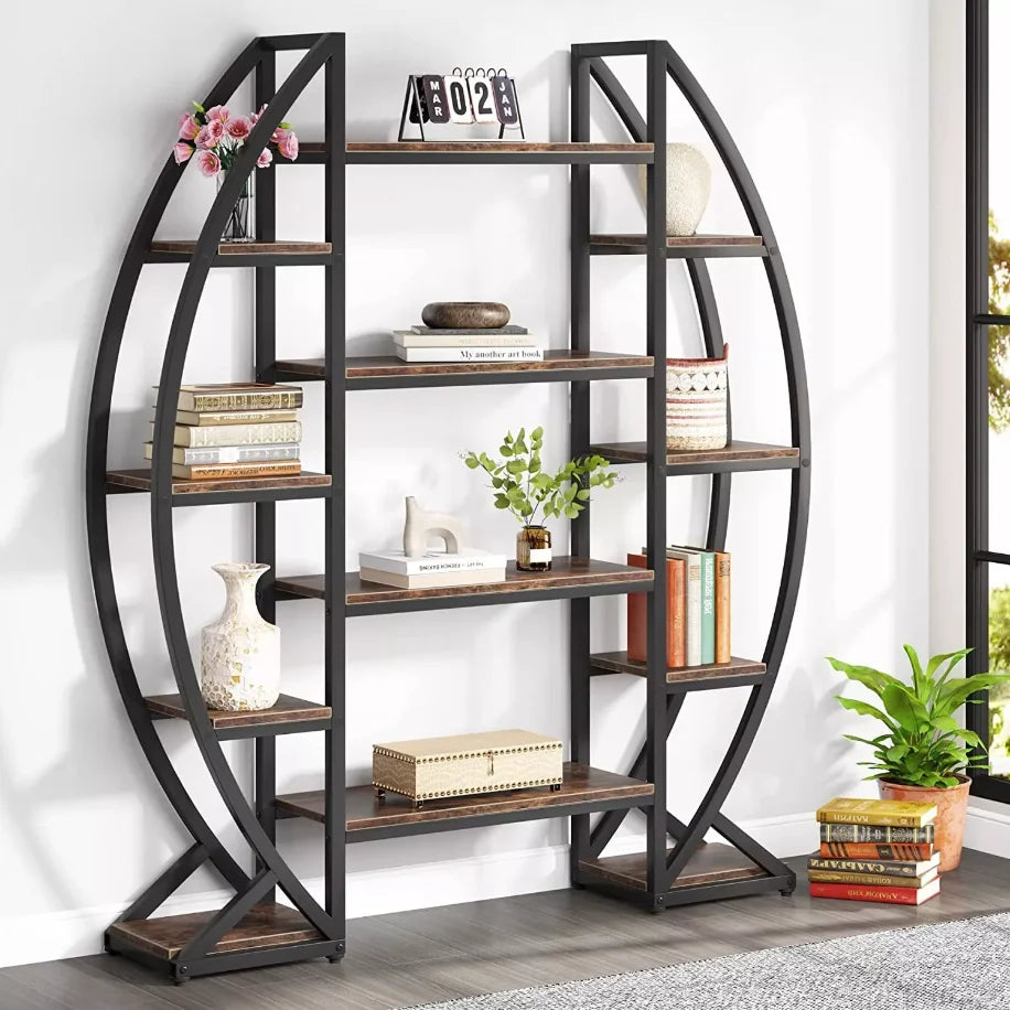 Premium Half-Moon Metal Plant Stand — 5-Tier Industrial Shelf