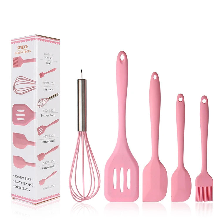 Premium 5-Piece Silicone Spatula Set — Heat Resistant Baking Utensils