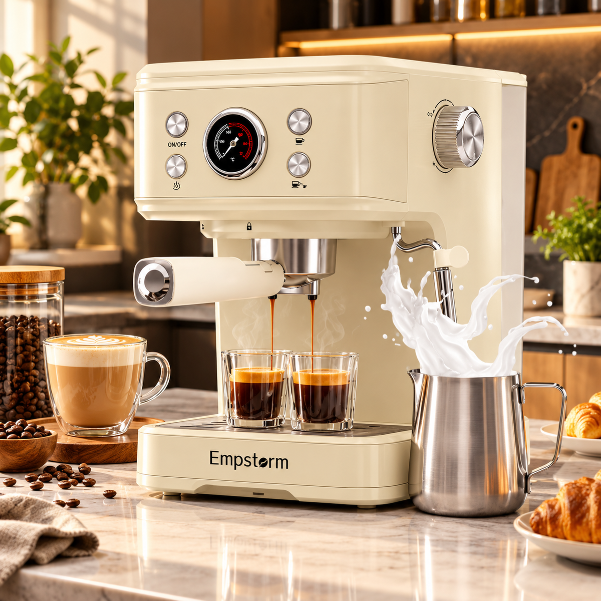 Empstorm 20-Bar Espresso Machine with Milk Frother