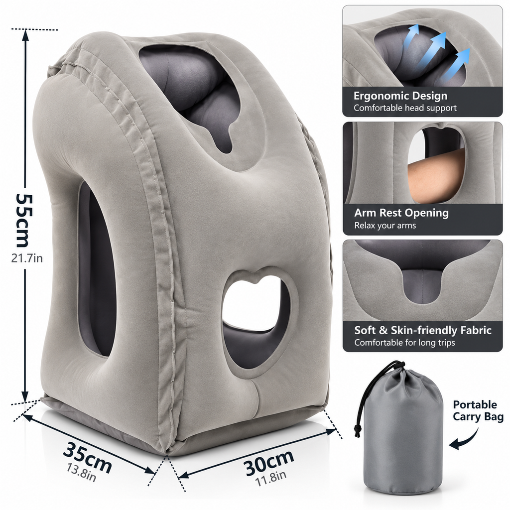 Inflatable Neck Pillow for Travel – Ergonomic & Adjustable