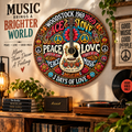Retro Peace & Love Guitar Wall Art
