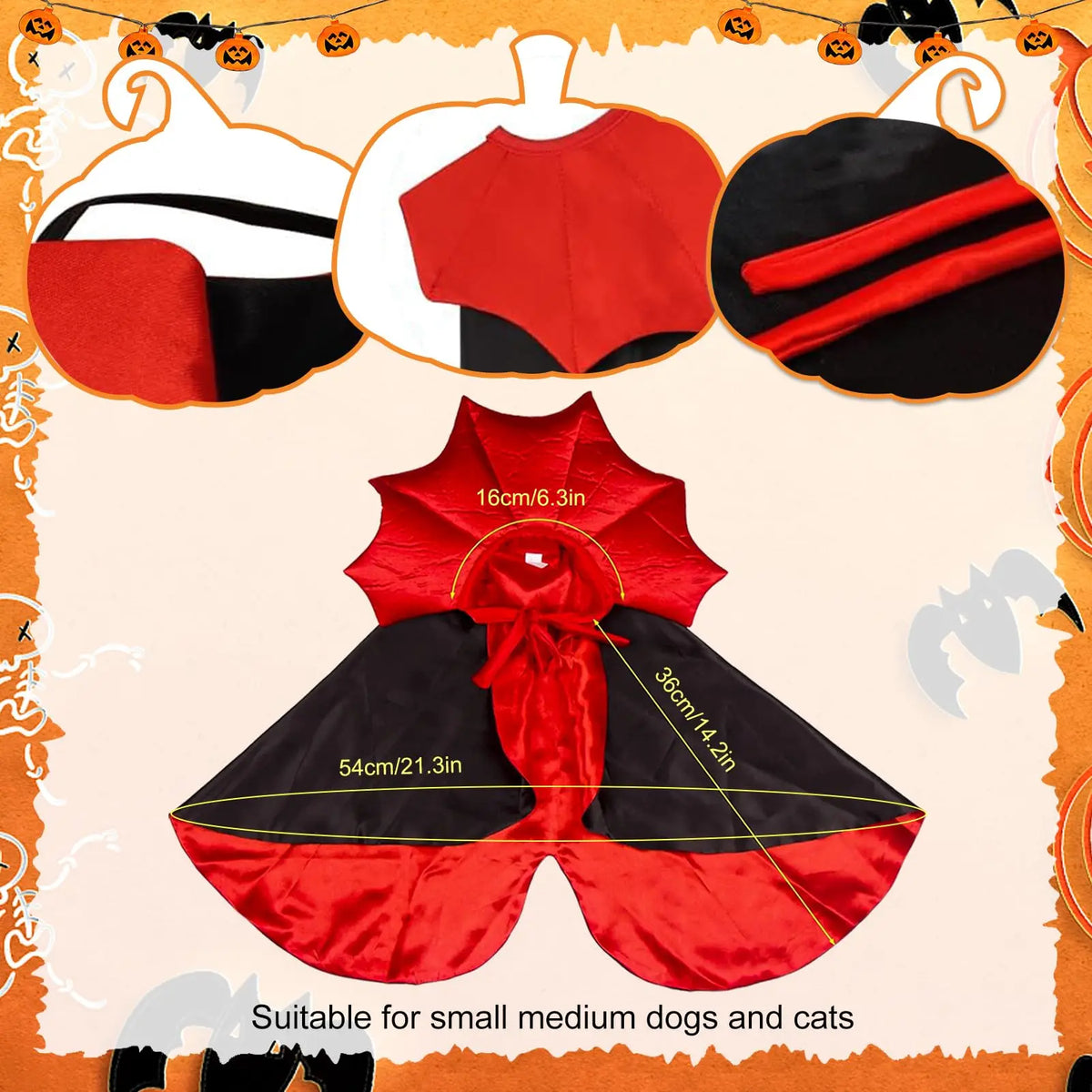 Red Vampire Halloween Cape for Cats & Dogs
