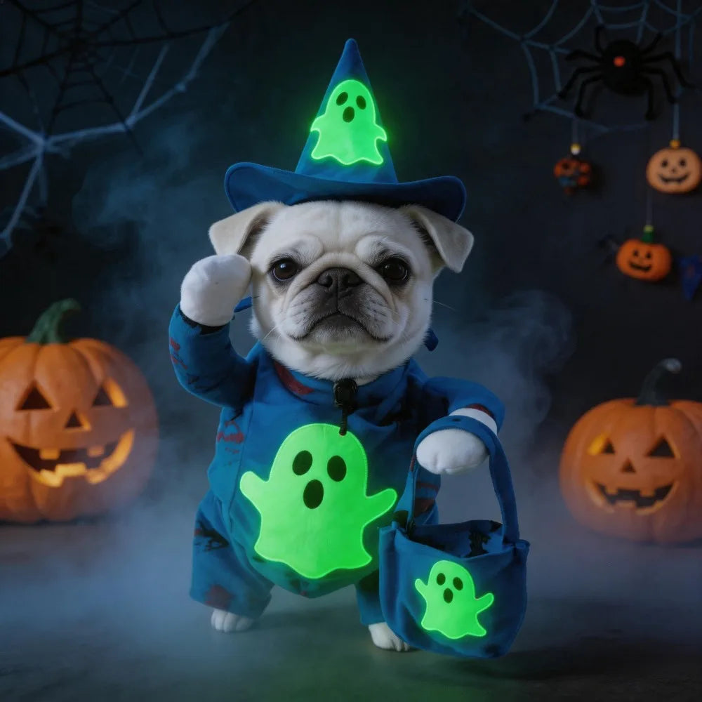 Fluorescent Ghost Halloween Costume for Pets