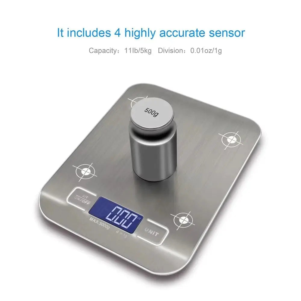 Digital Kitchen Scale | LCD Display, Stainless Steel, 10kg Capacity