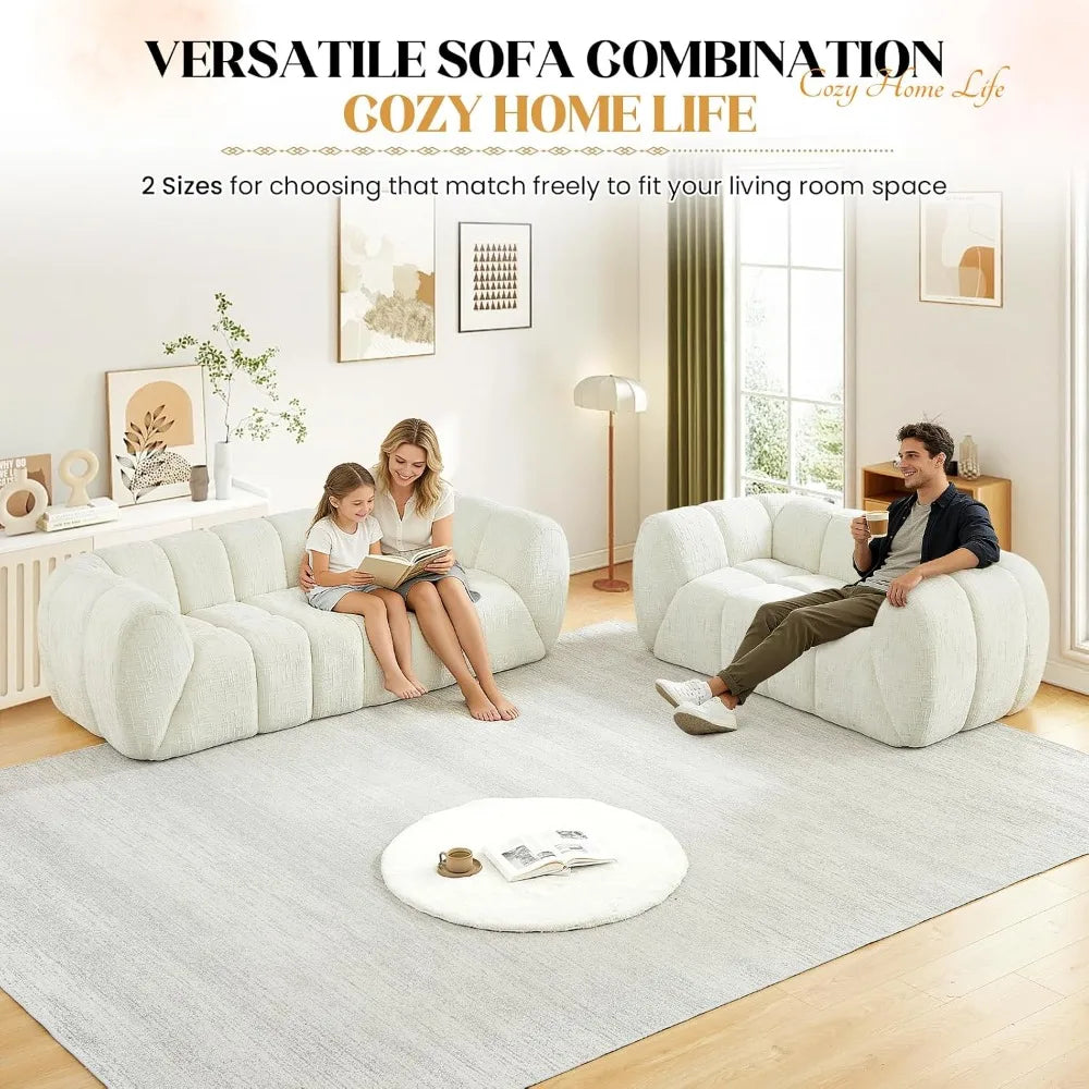2-Piece L-Shaped Sectional Sofa Set — Deep Seat Cloud Chenille Couch