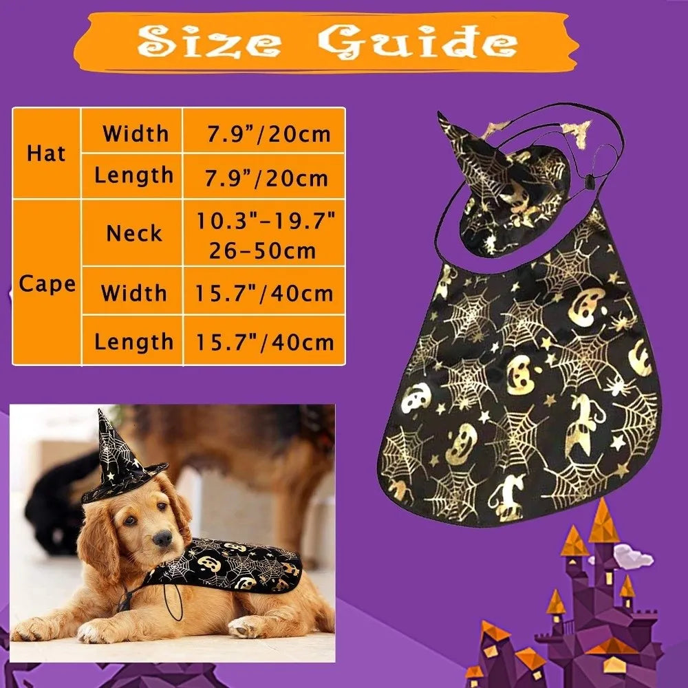 Black Halloween Cloak & Hat Costume for Pets