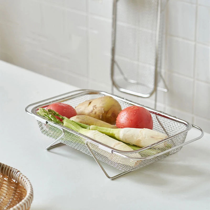 Stainless Steel Sink Colander — Stackable Drain & Wash Basket