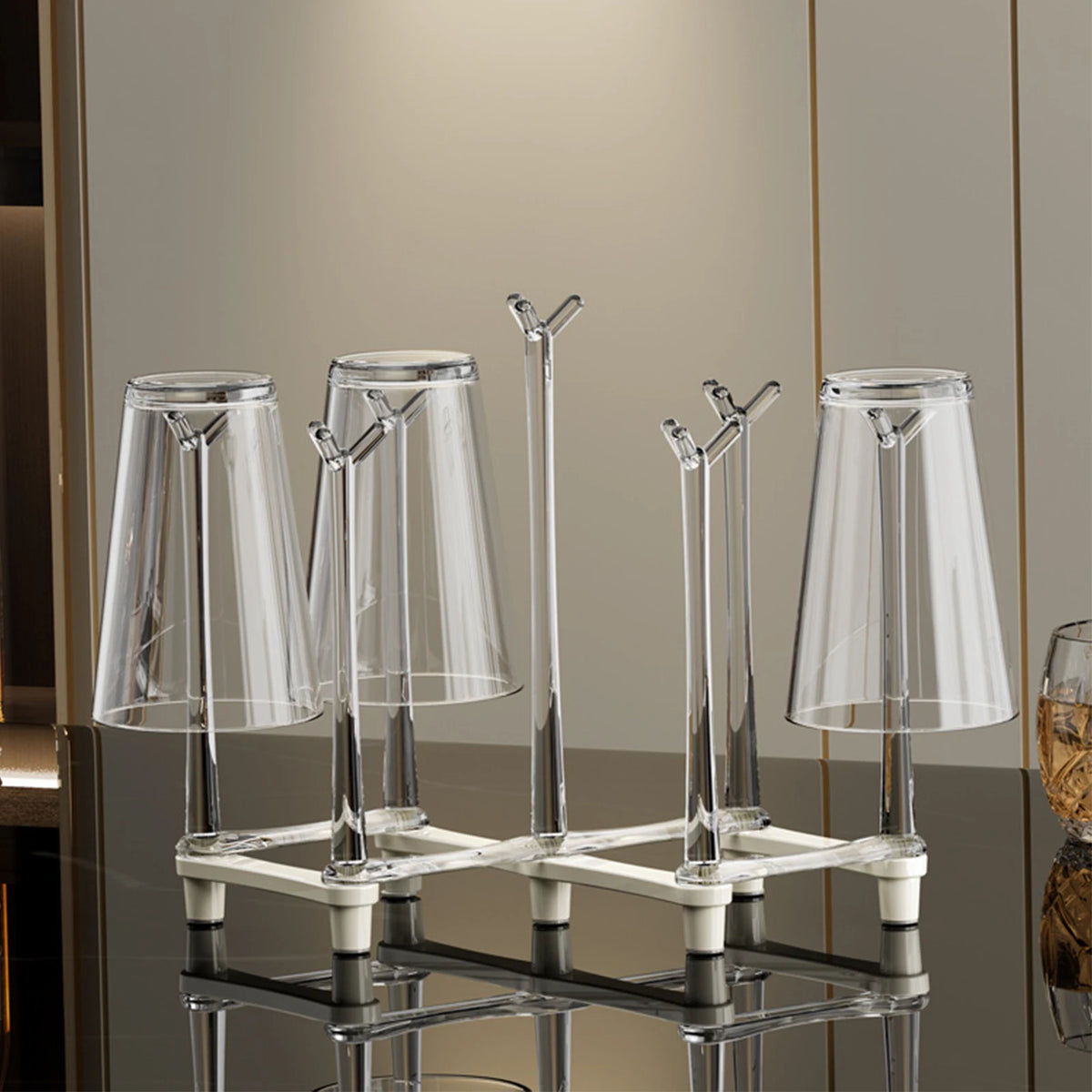 Adjustable 7-Cup Drying Rack – Retractable Space-Saving Mug & Bottle Organizer