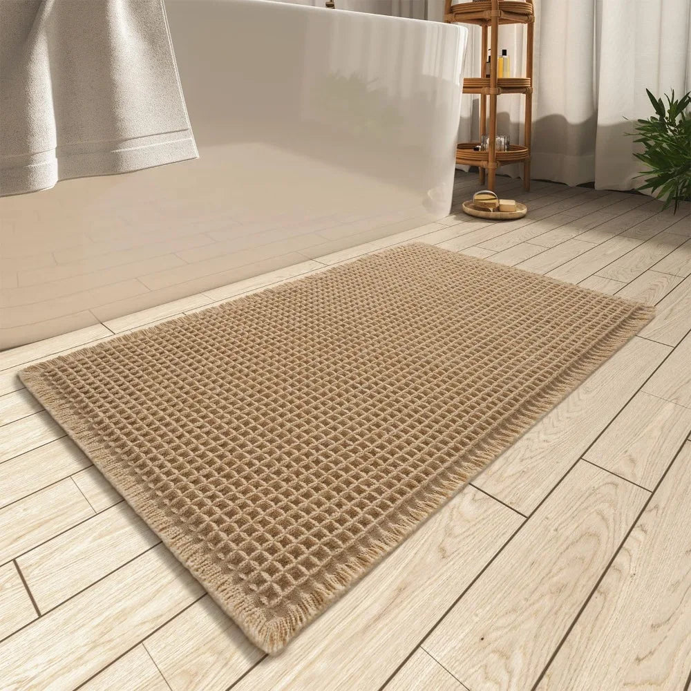 Waffle Bath Mat with Rubber Backing — Absorbent & Non-Slip