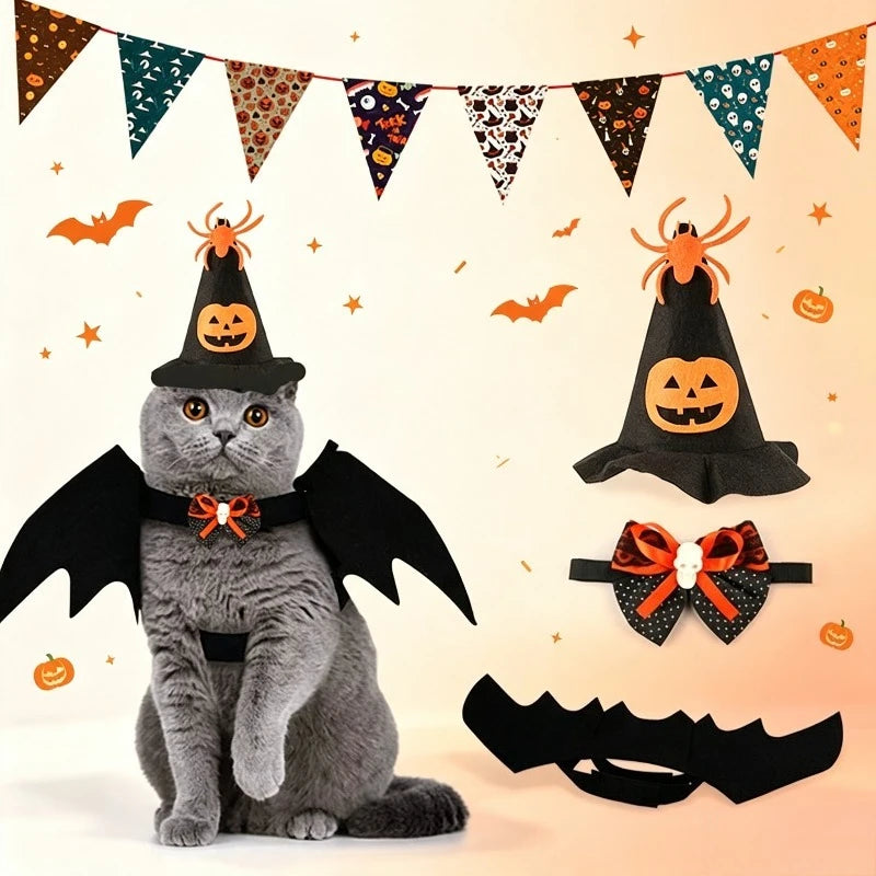 Halloween Bat Costume Accessory Set for Cats