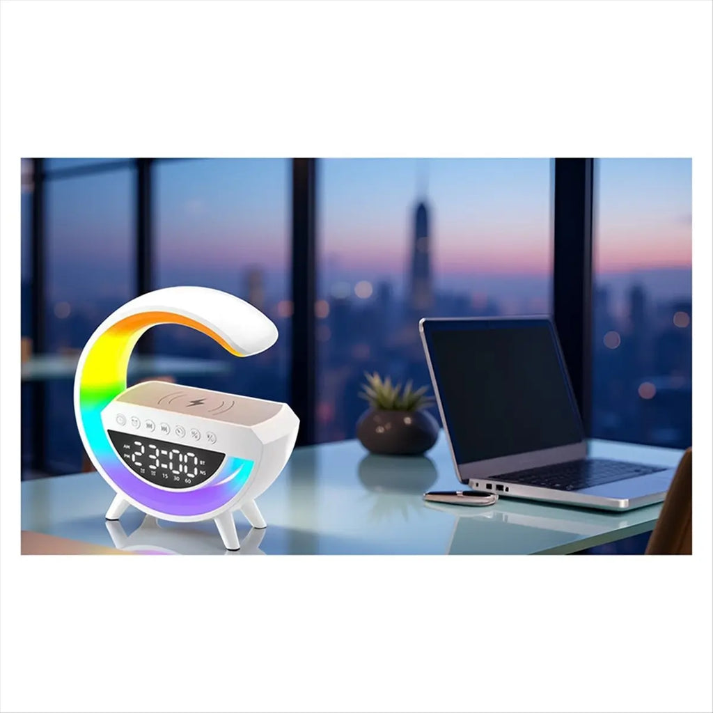 Smart Alarm Clock with Wireless Charger, Speaker & Night Light