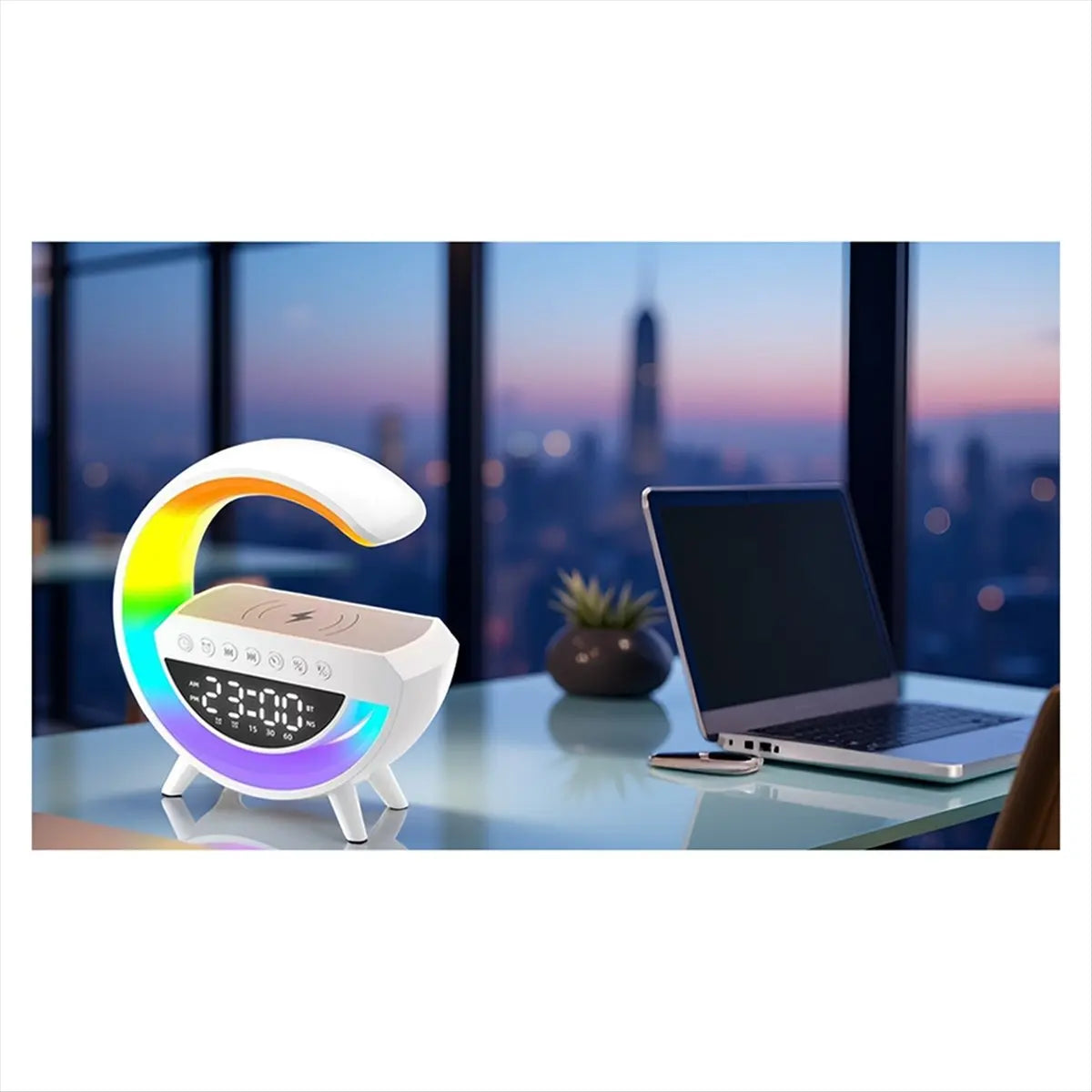 Smart Alarm Clock with Wireless Charger, Speaker & Night Light