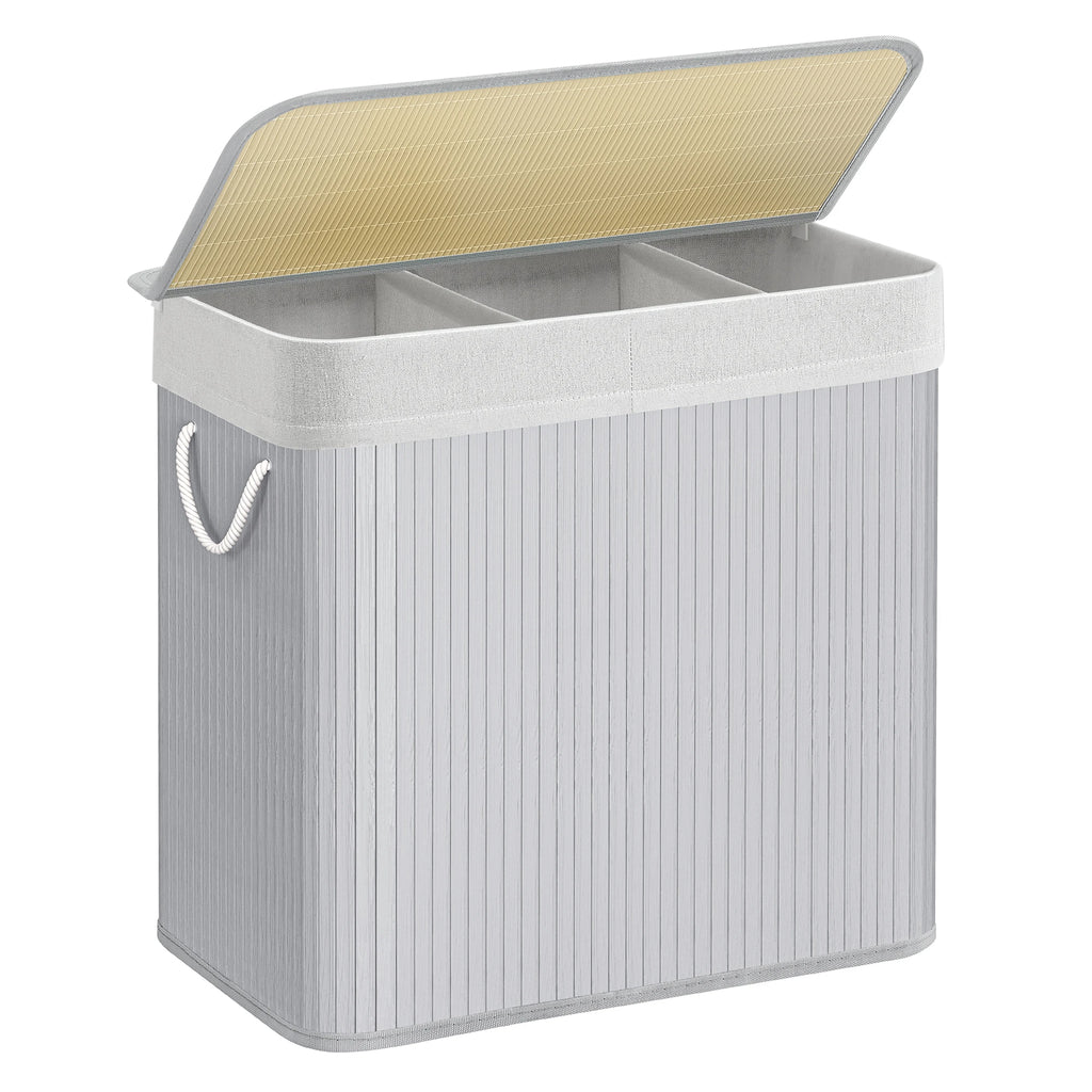 Bamboo Laundry Basket with Liner — Sturdy X-Frame Hamper