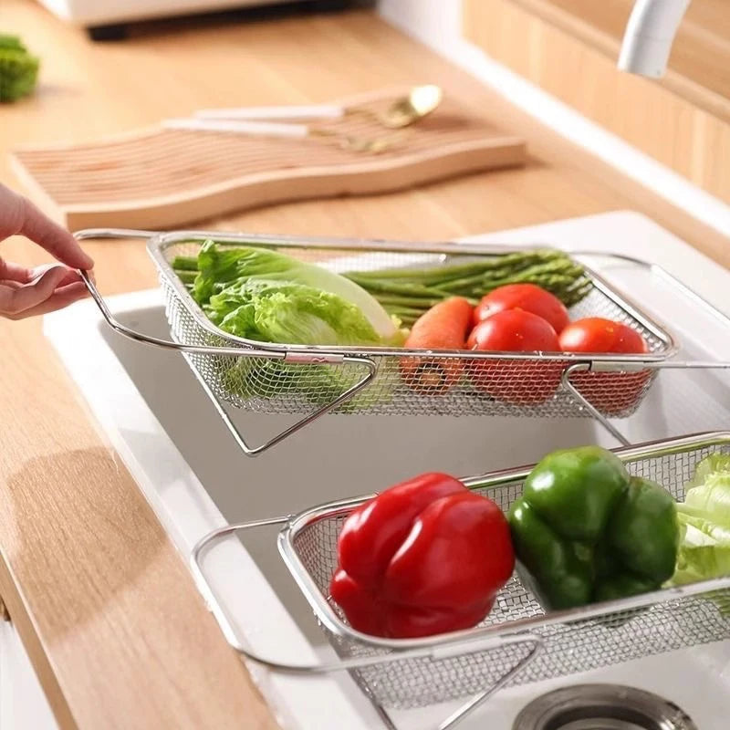 Stainless Steel Sink Colander — Stackable Drain & Wash Basket
