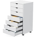 7-Drawer Storage Dresser on Wheels — Slim Wood Organizer Cabinet