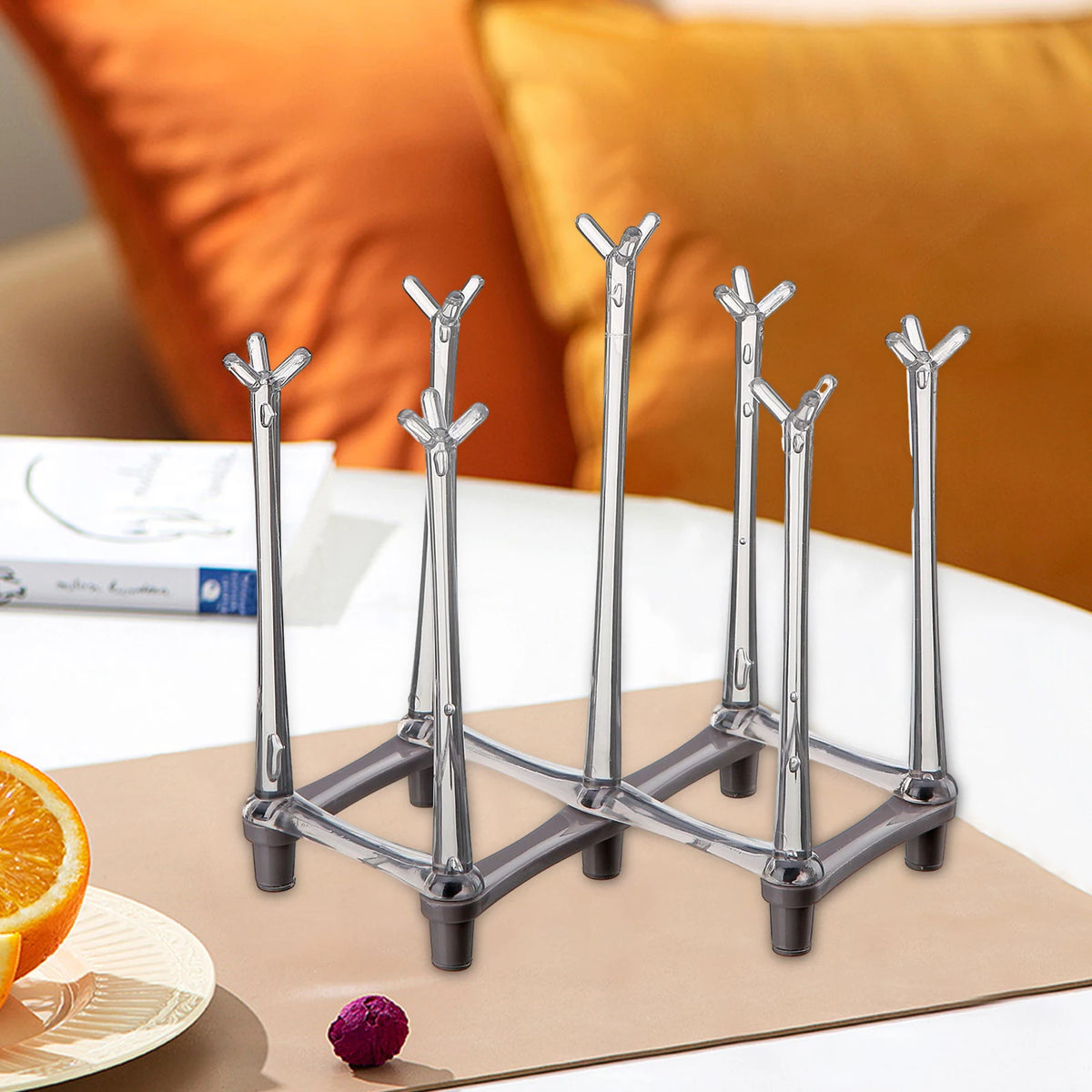 Adjustable 7-Cup Drying Rack – Retractable Space-Saving Mug & Bottle Organizer