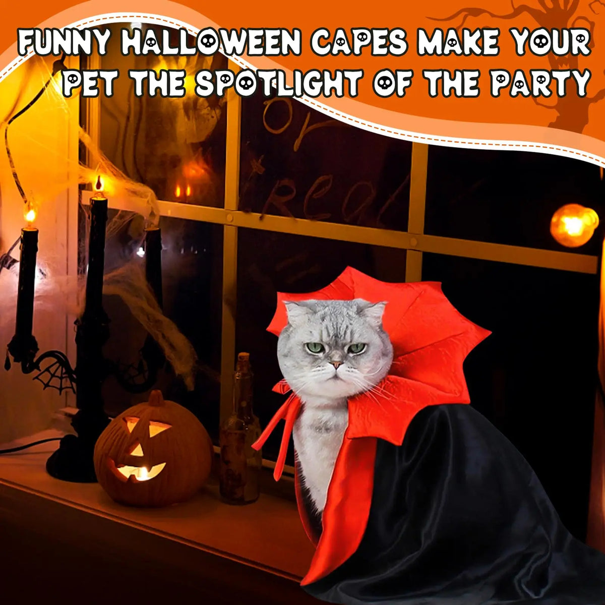Red Vampire Halloween Cape for Cats & Dogs