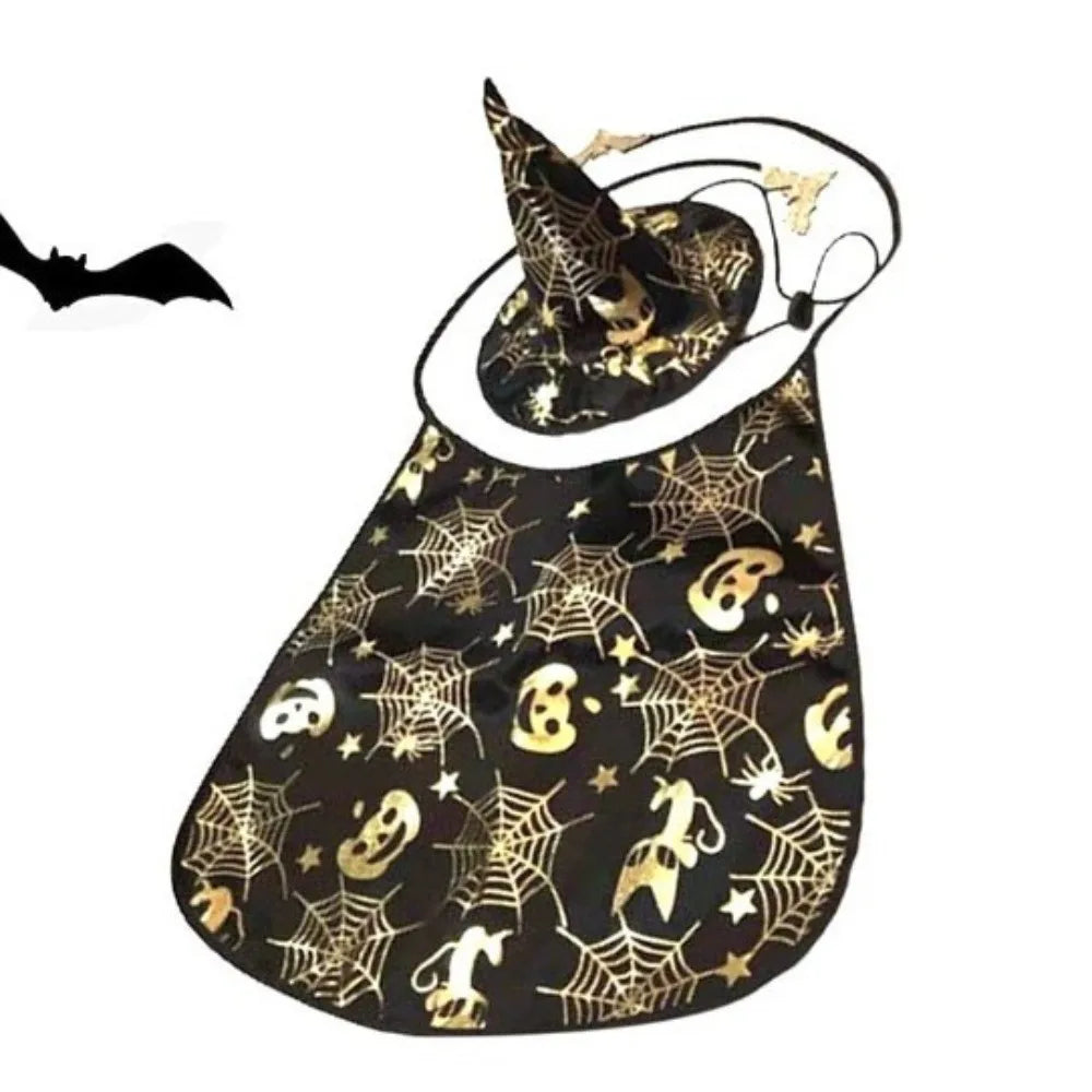 Black Halloween Cloak & Hat Costume for Pets