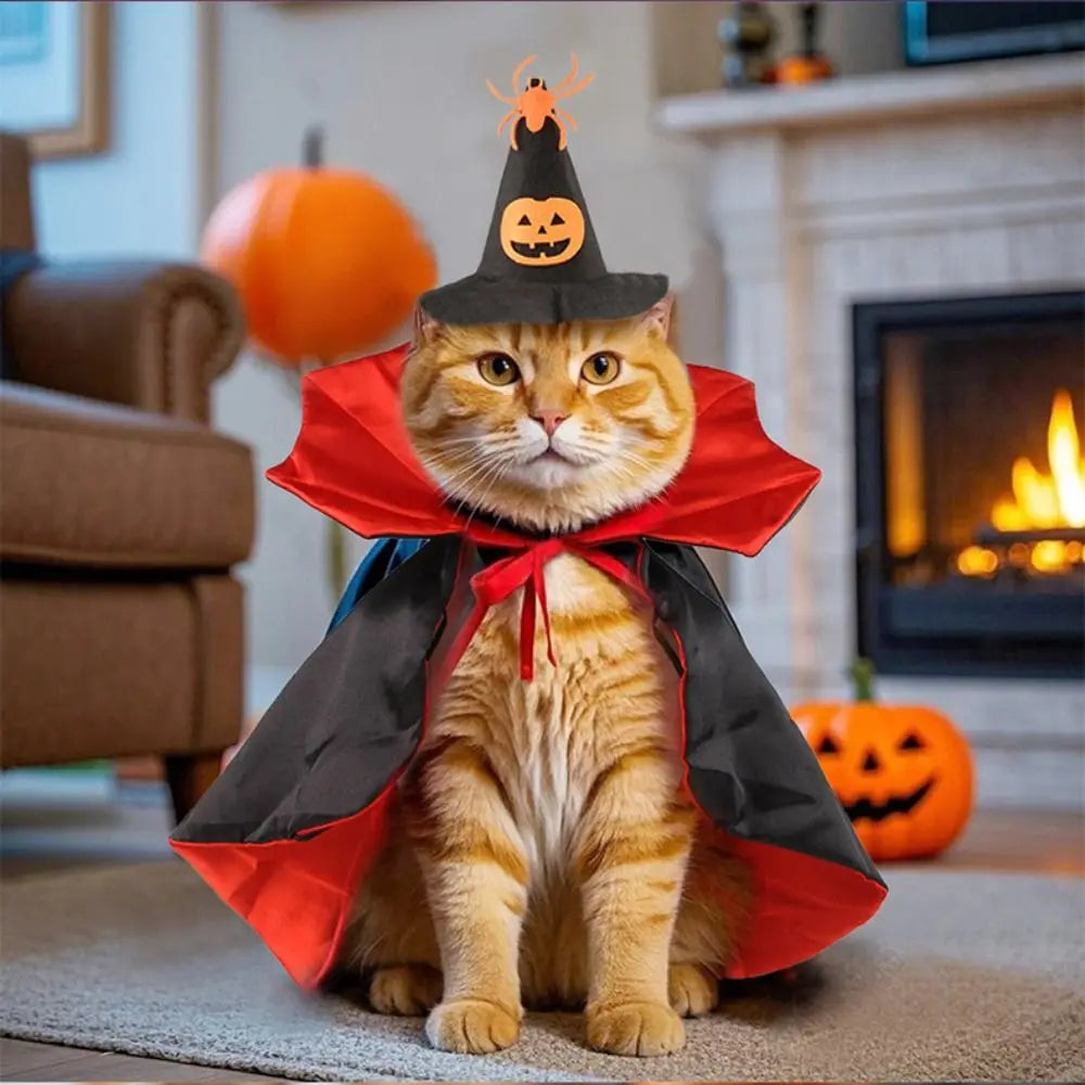 Stand-Collar Halloween Cloak for Cats & Dogs