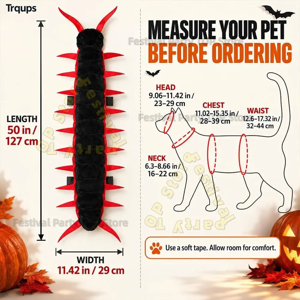 3D Centipede Halloween Costume for Cats & Small Dogs