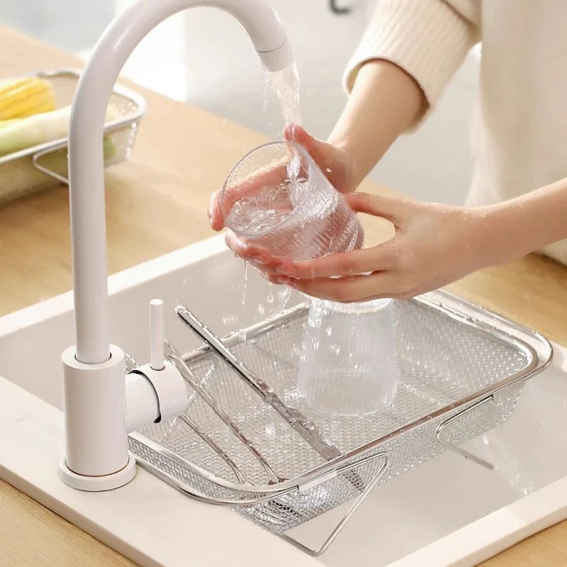 Stainless Steel Sink Colander — Stackable Drain & Wash Basket