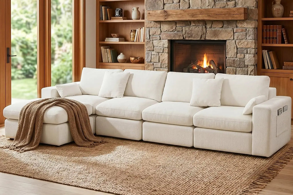Ergonomic Cloud Sectional Sofa — 27" Deep Seats, Anti-Slip Modules