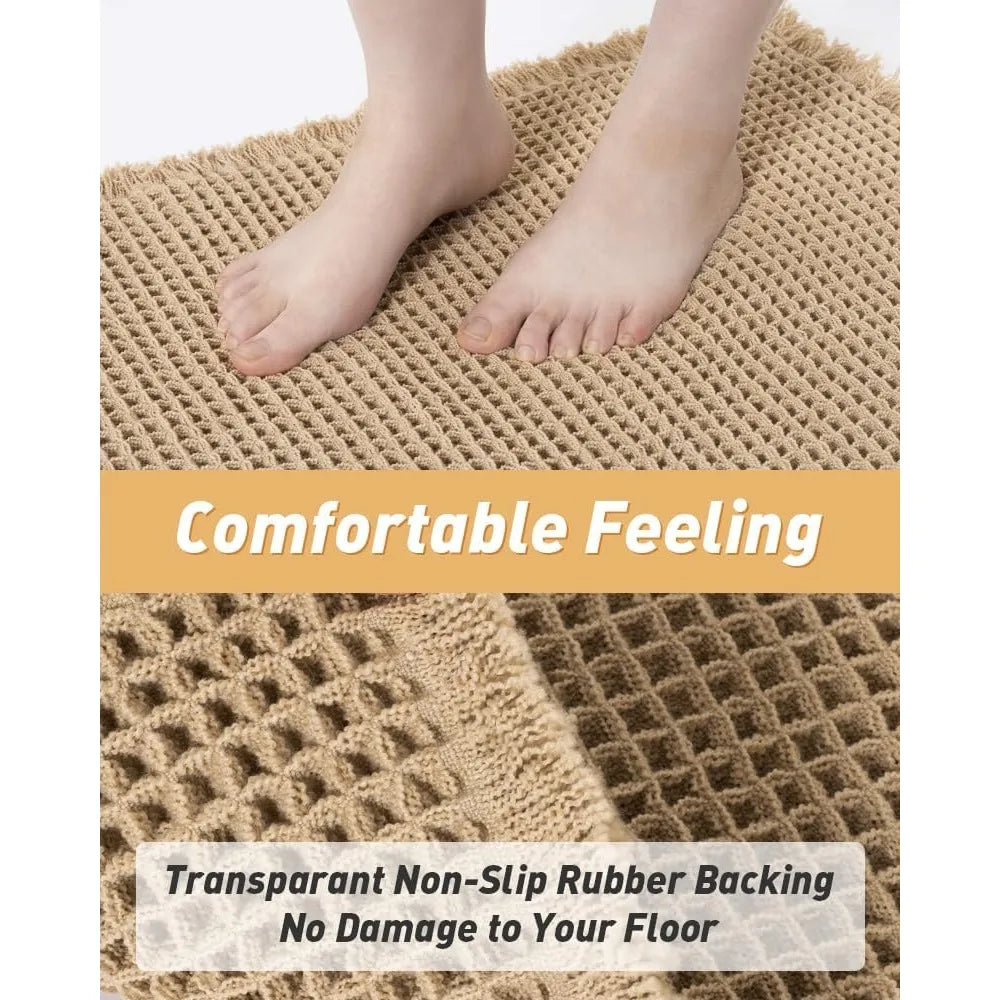Waffle Bath Mat with Rubber Backing — Absorbent & Non-Slip