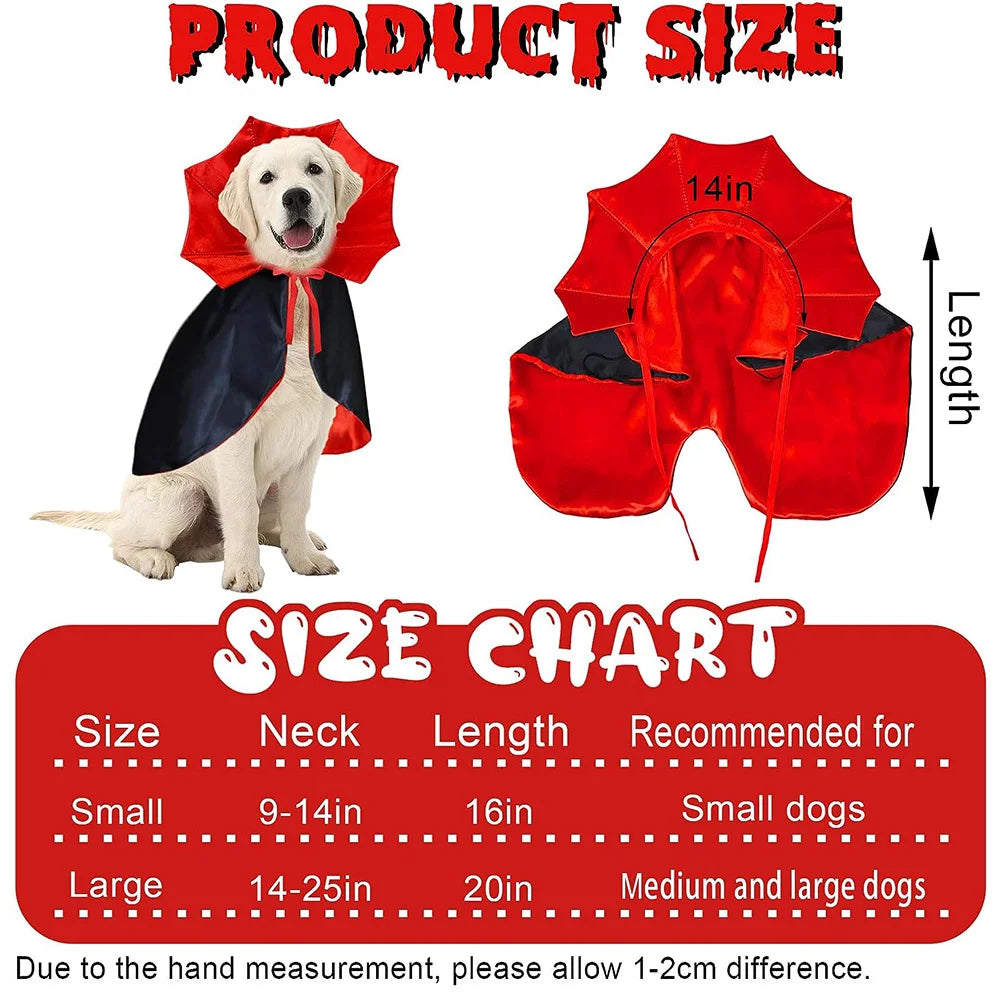 Red Vampire Cloak Halloween Costume for Pets