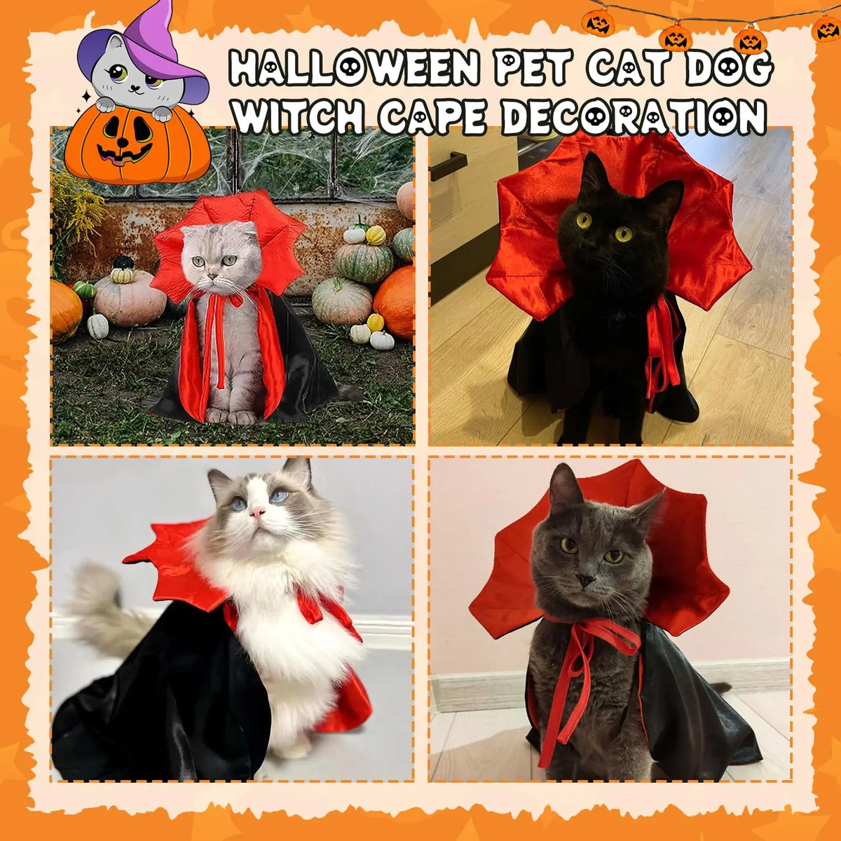 Red Vampire Halloween Cape for Cats & Dogs